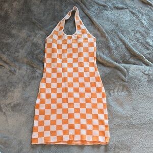 Princess Polly Orange and White Checkered Top